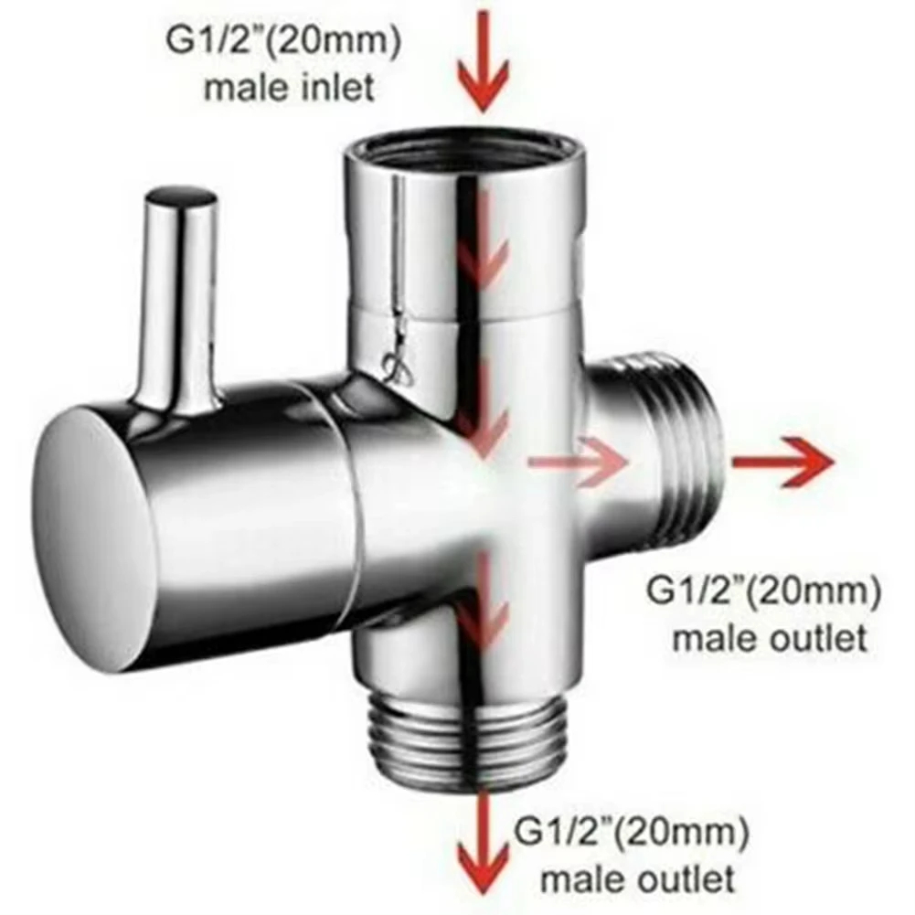 Shower Valve Cartridge - G1/2インチ 3ウェイ分岐バルブ T型アダプター シャワー用 真鍮製水栓コネクター 浴室用蛇口