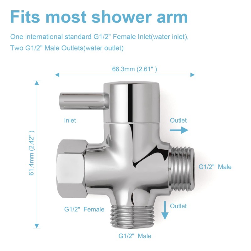 真鍮金属 3 ウェイシャワーヘッドダイバータバルブ G1/2 - Shower Valve Cartridge のレビューと価格